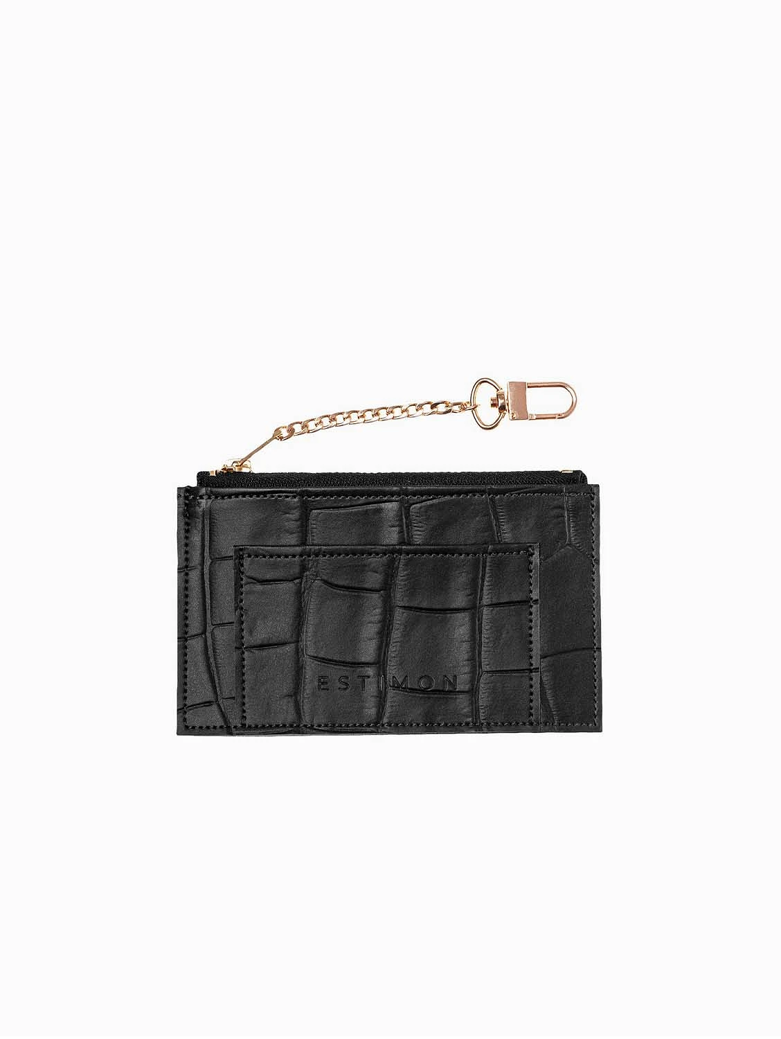 Mini Corn Leather Vegan Wallet | Croco Black