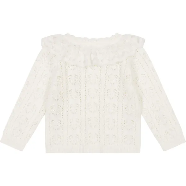 Miniclasix Pointelle Sweater Cardigan, Ivory