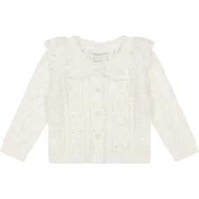 Miniclasix Pointelle Sweater Cardigan, Ivory