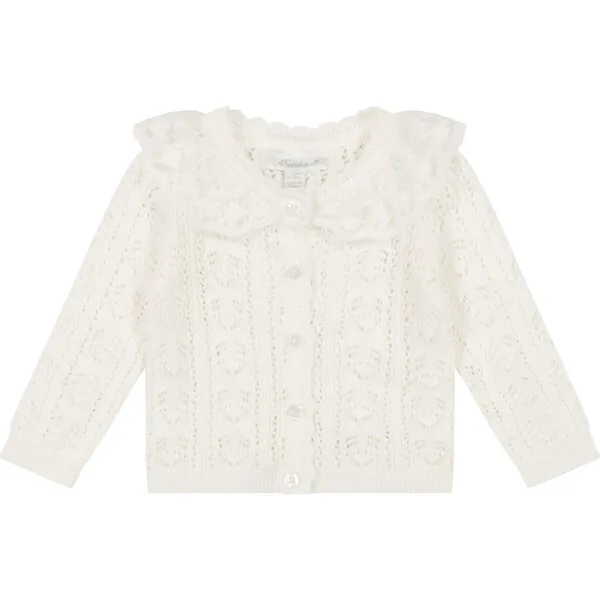 Miniclasix Pointelle Sweater Cardigan, Ivory