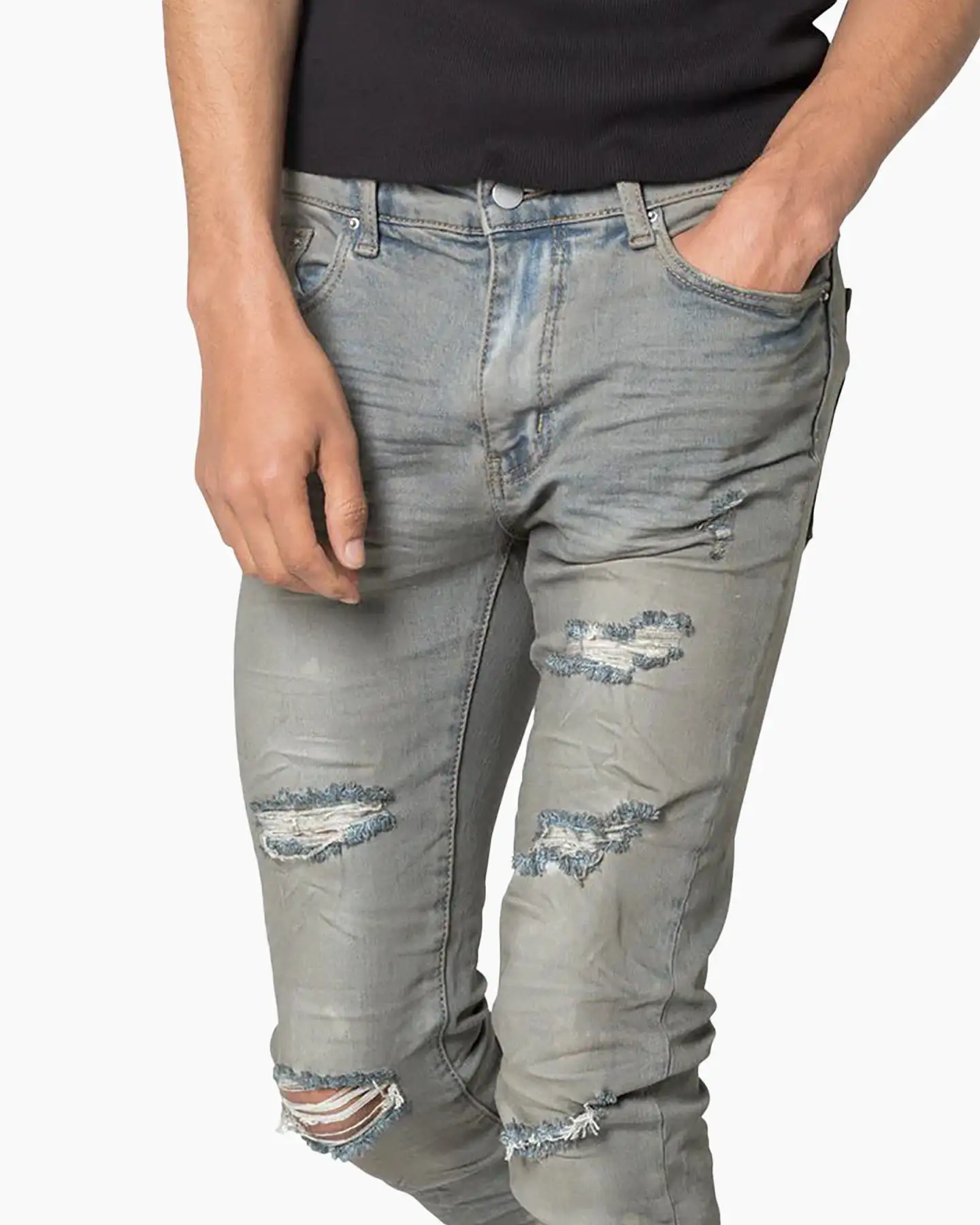 MNML X607 Paint Skinny Denim Jeans Blue