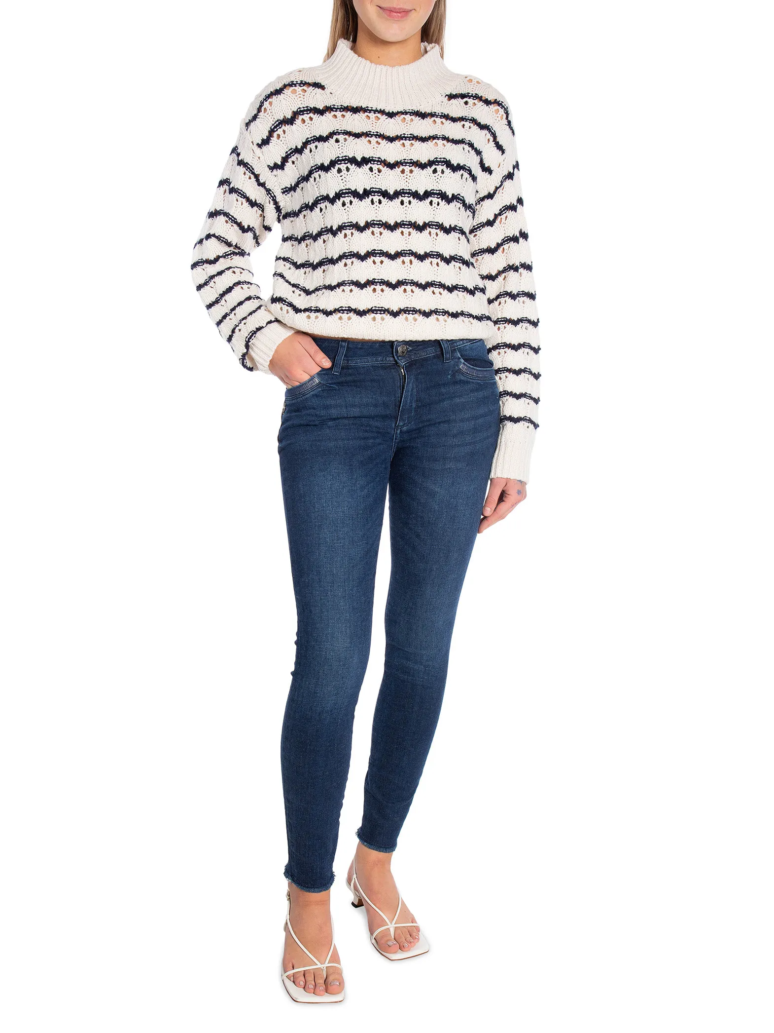 NEO NOIR SWEATER PAULINA CONTRAST KNIT BLOUSE