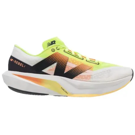 NEW BALANCE FUELCELL REBEL V4 WHITE/BLEACHED LIME/HOT MANGO FOR WOMEN'S