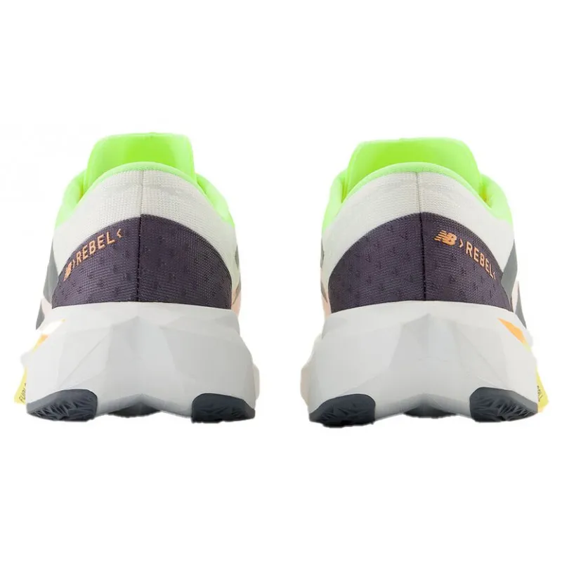 NEW BALANCE FUELCELL REBEL V4 WHITE/BLEACHED LIME/HOT MANGO FOR WOMEN'S