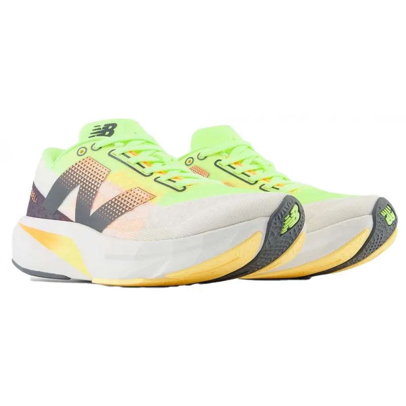 NEW BALANCE FUELCELL REBEL V4 WHITE/BLEACHED LIME/HOT MANGO FOR WOMEN'S