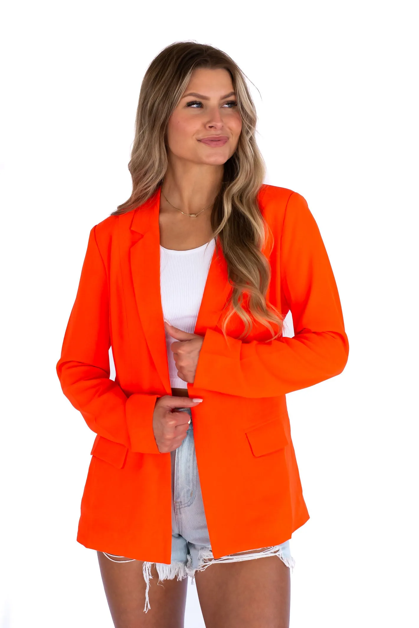 Nothing New Neon Orange Knit Blazer