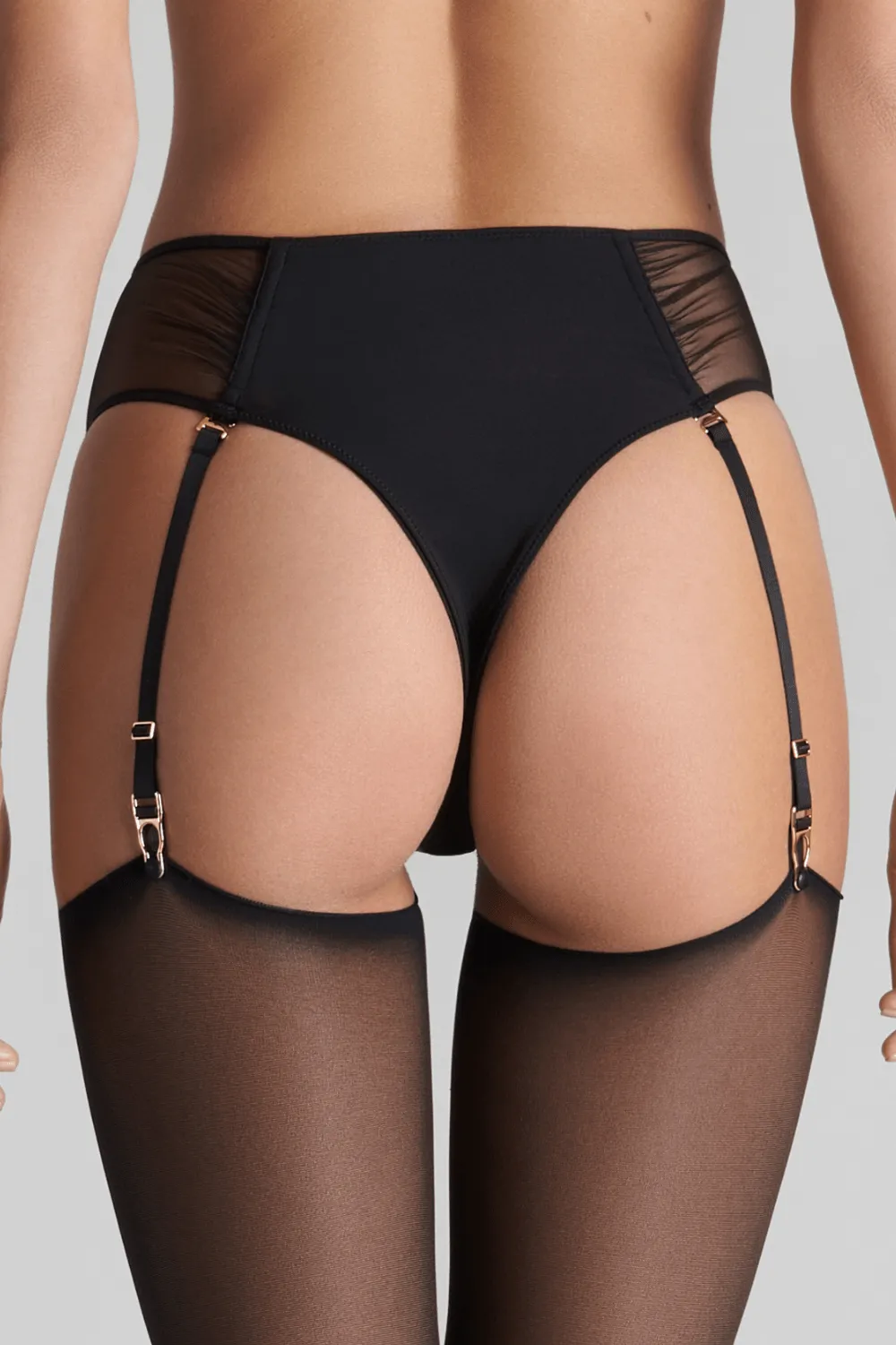 Nuit Fauve Openable High Waist Suspender Tanga