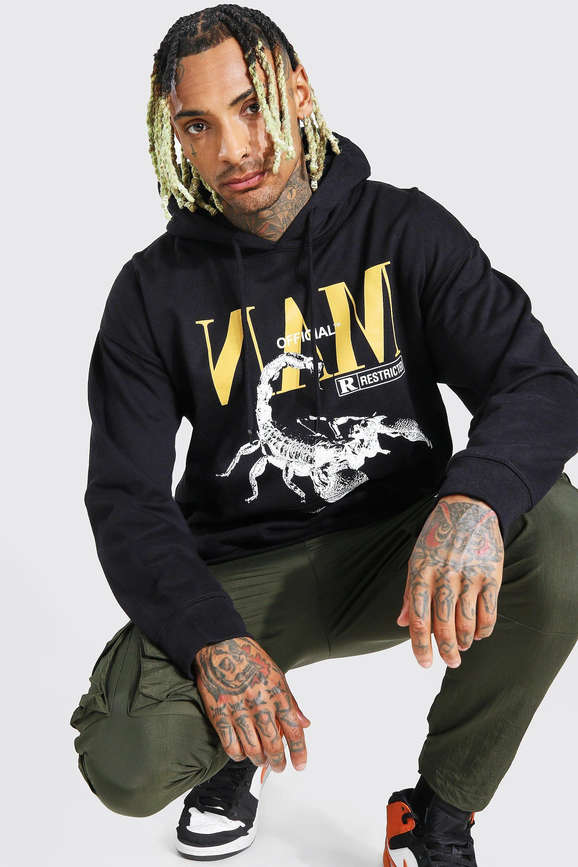 Oversized Man Scorpion Graphic Hoodie