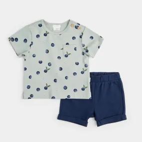 Petit Lem Blueberry Print Shorts Set