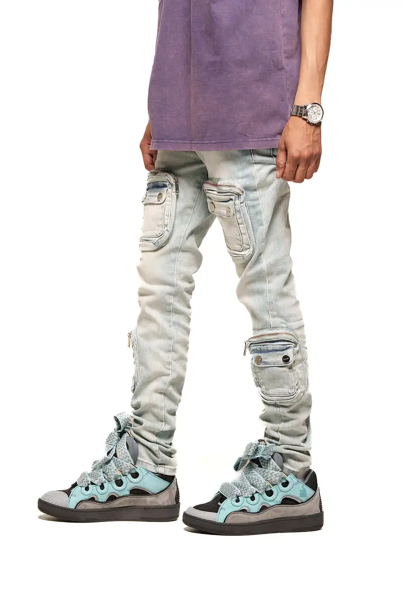 PHEELINGS TIME DON'T WAIT CARGO SKINNY DENIM (LIGHT BLUE)