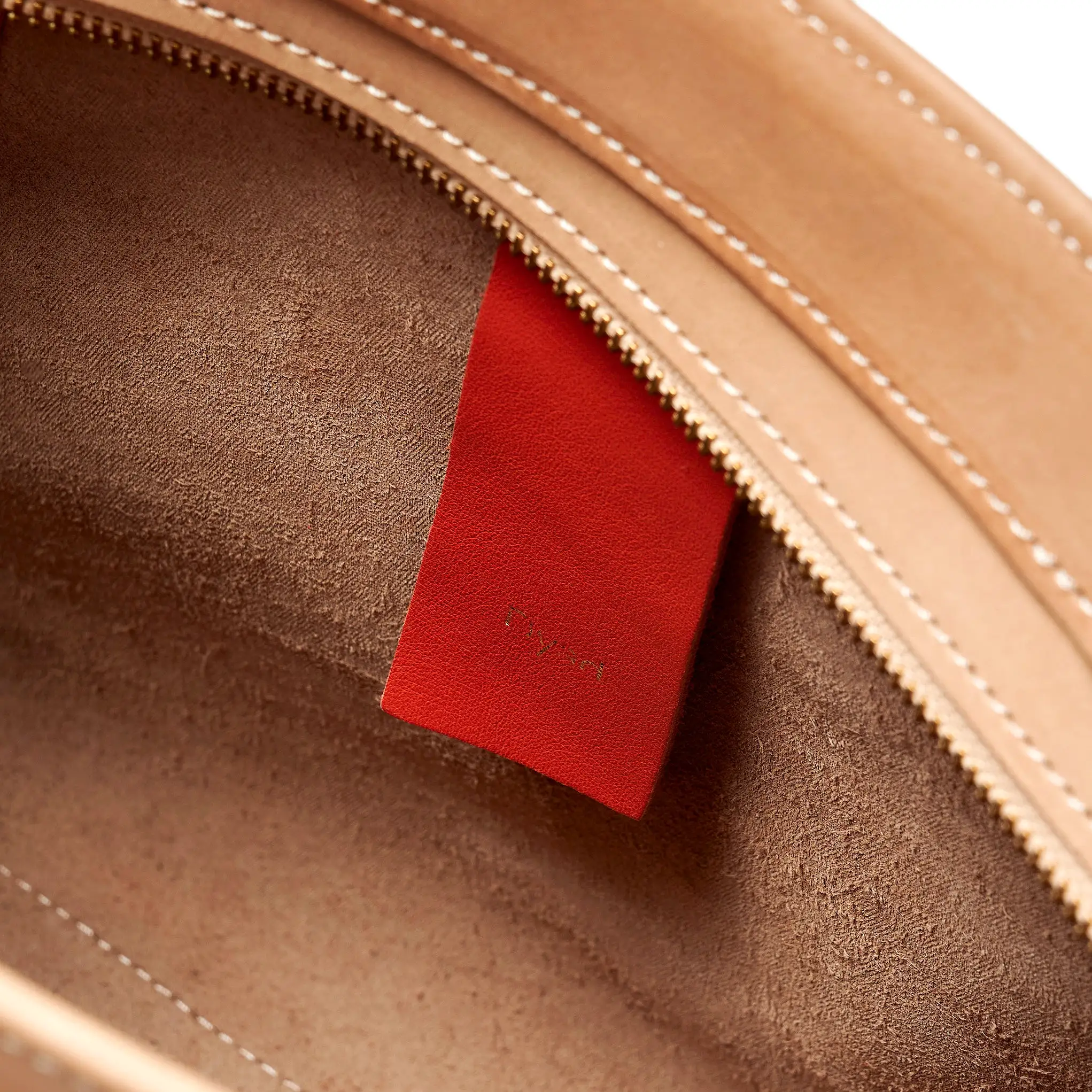 Project Dyad || Almond / Lobster Red Inner small pocket Zipper Tote Bag