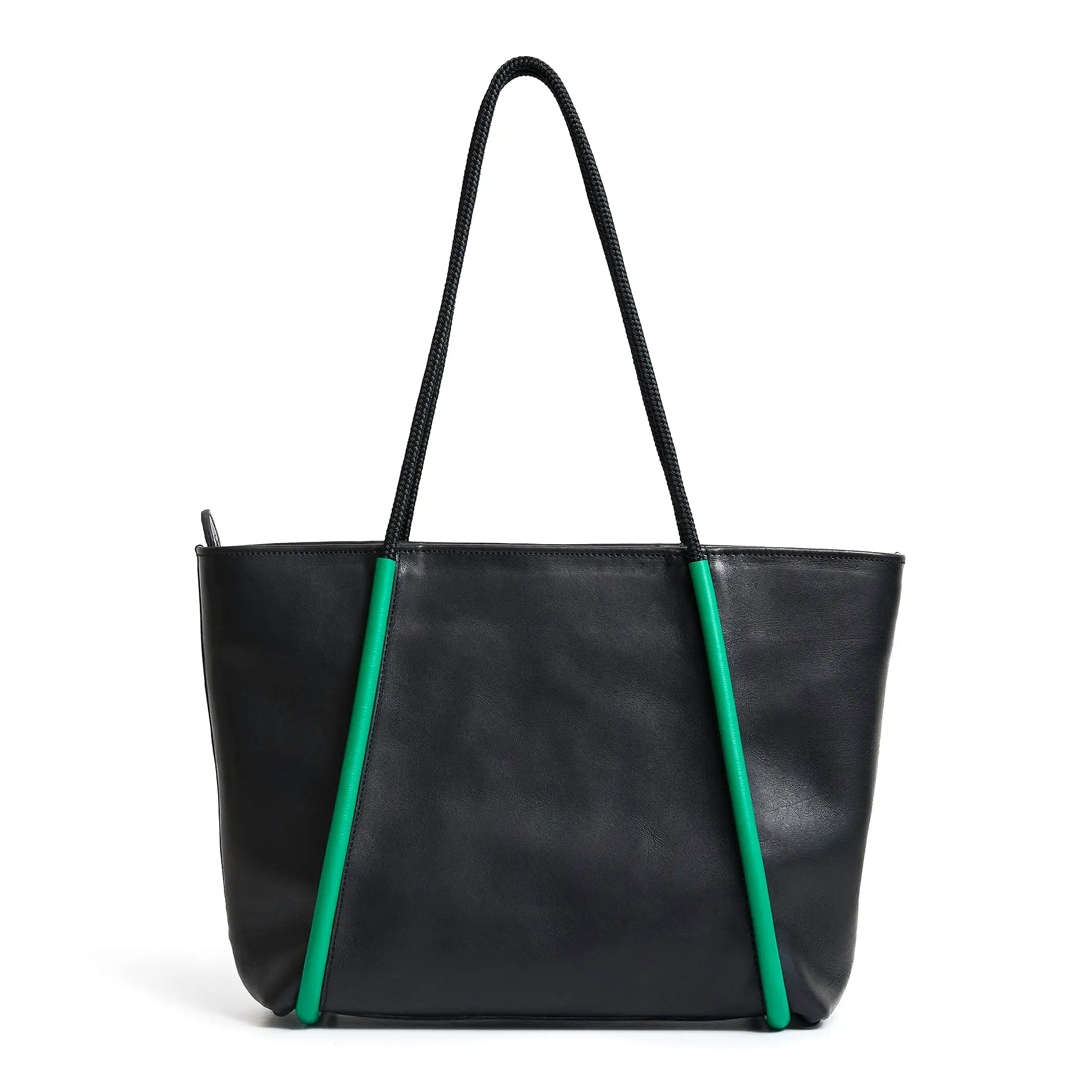 Project Dyad || Bag - Black/Lawn Green Inner small pocket Zipper Tote Bag