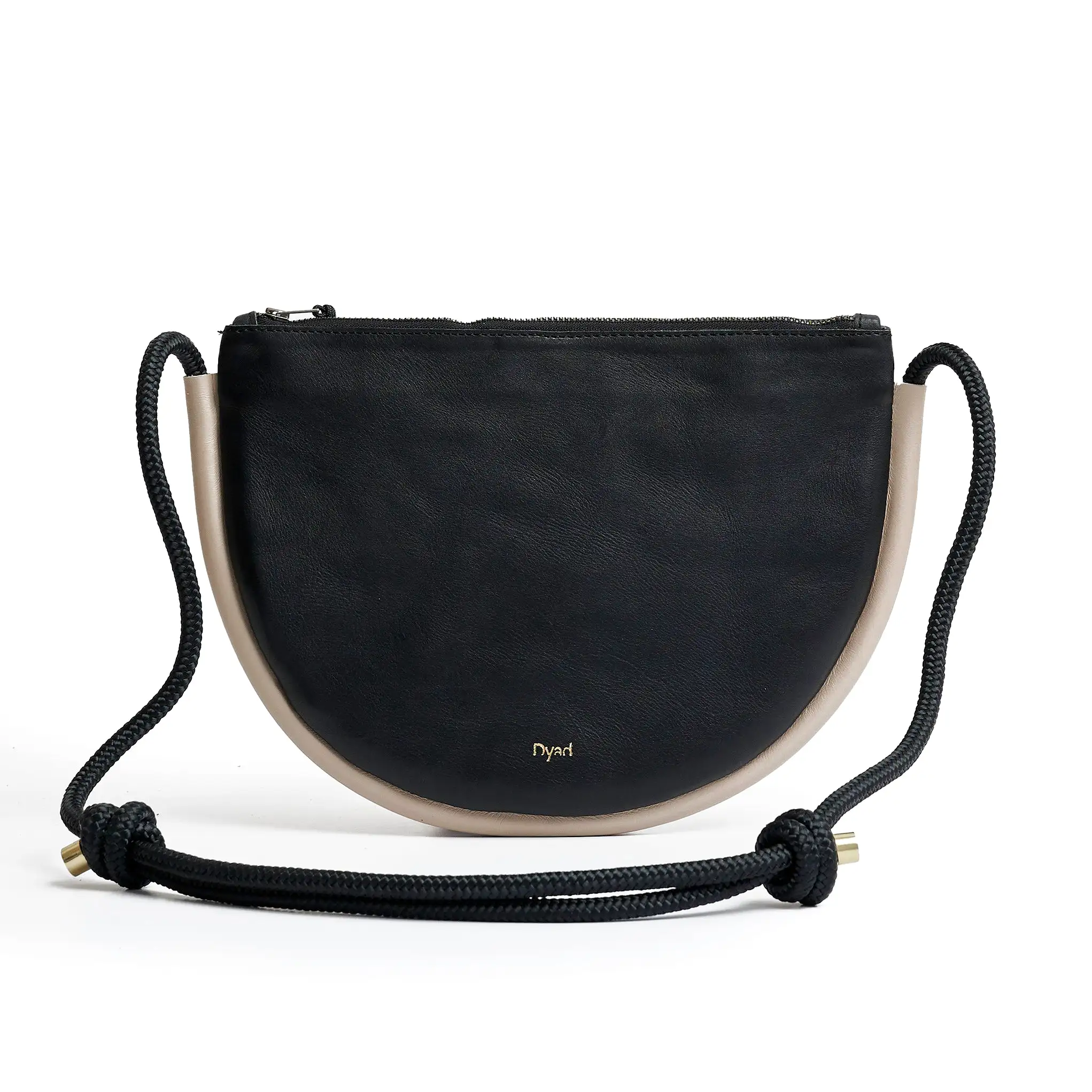 Project Dyad || Bag - Black/Stone Adjustable Rope Strap Inner small pocket Selene Zipper Bag