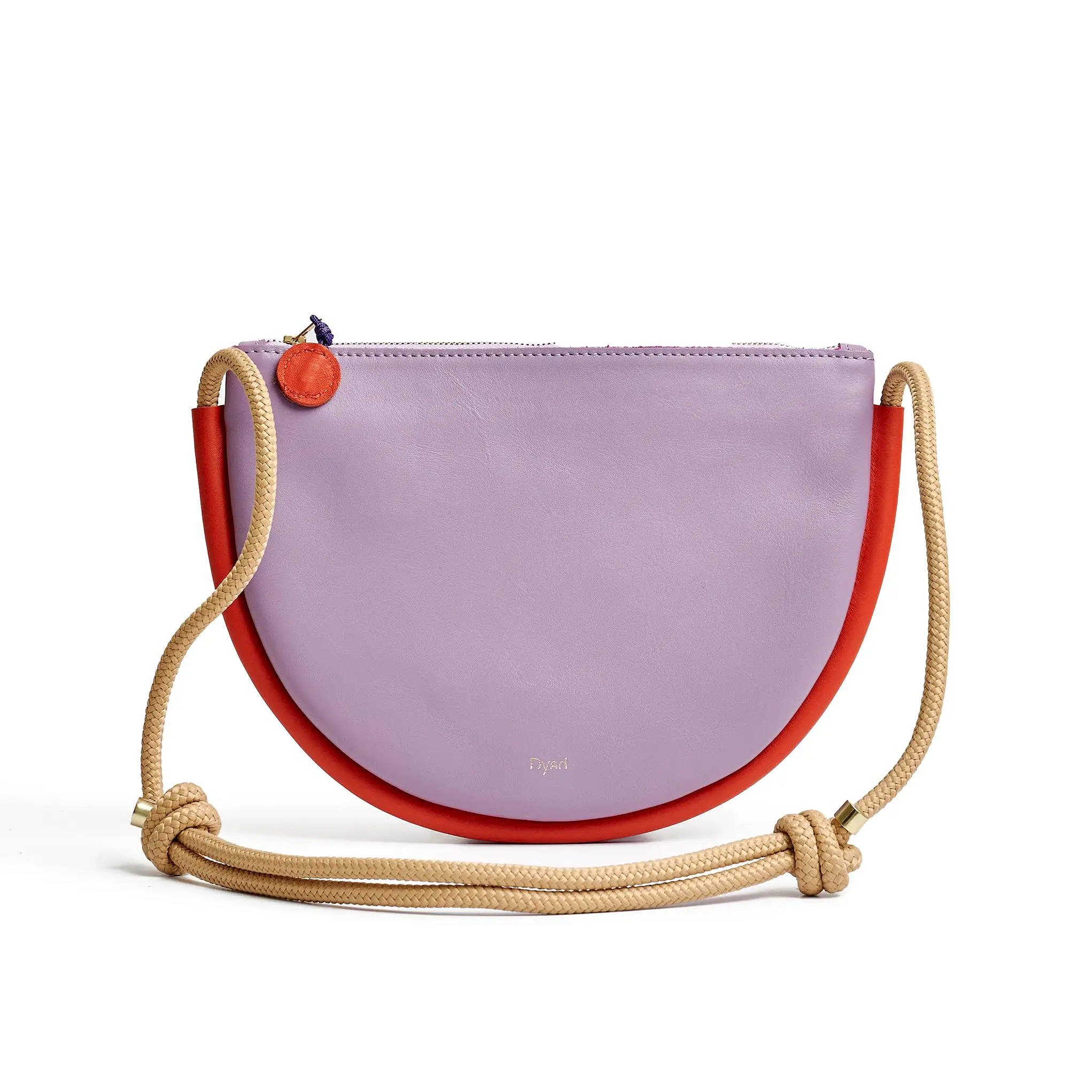 Project Dyad || Lilac / Lobster Red Adjustable Rope Strap Inner small pocket Selene Zipper Bag