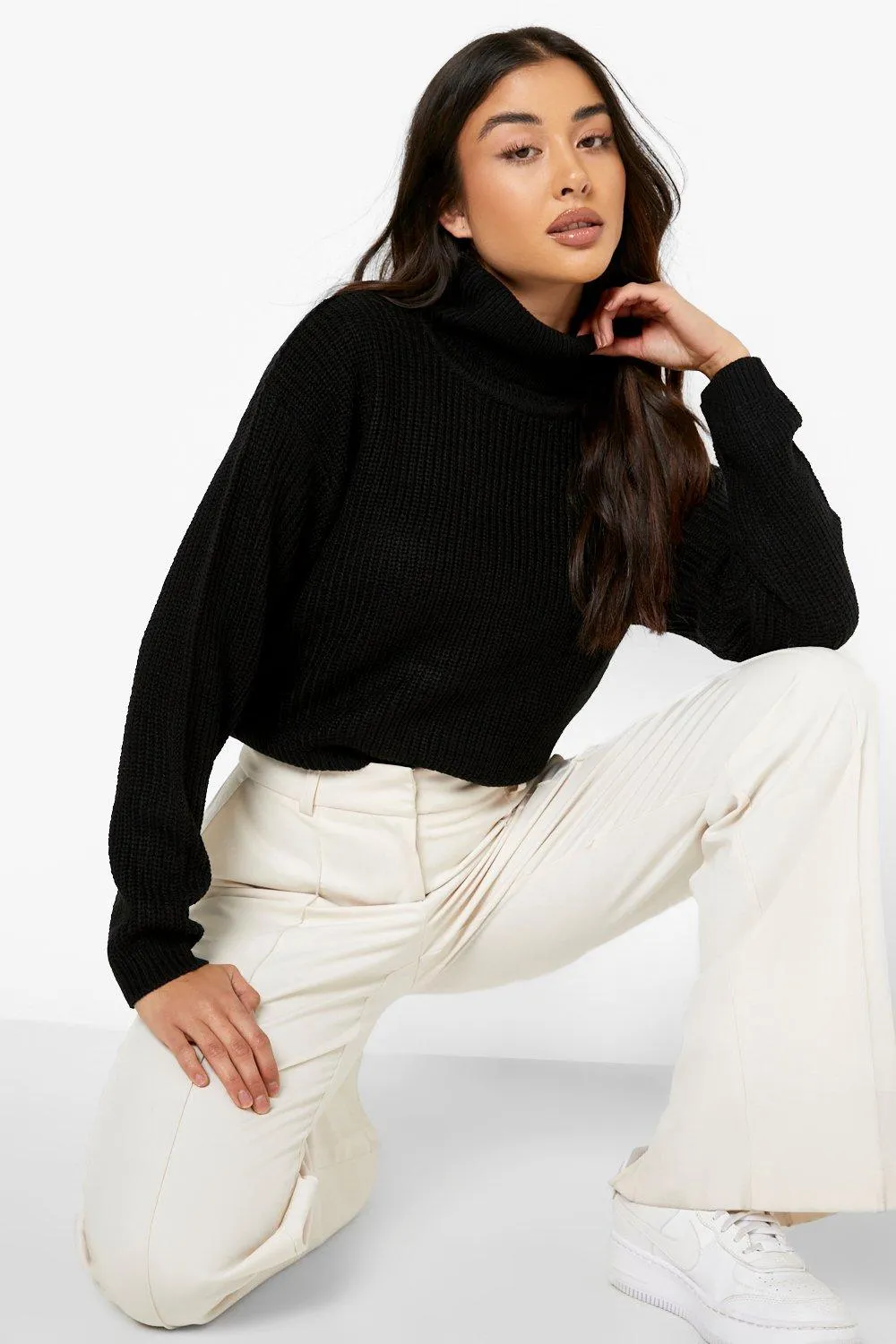 Recycled Turtleneck Crop Sweater