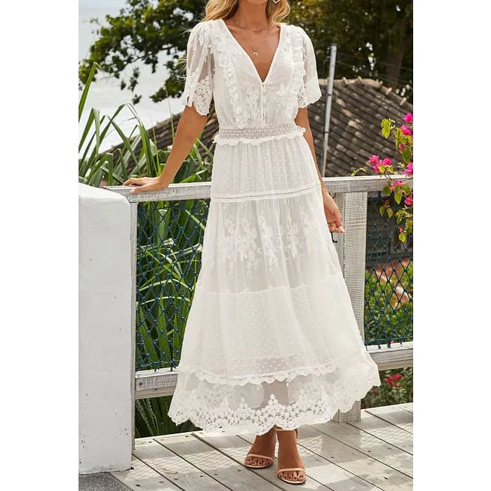 Romantic Swiss Dot/Lace Dress