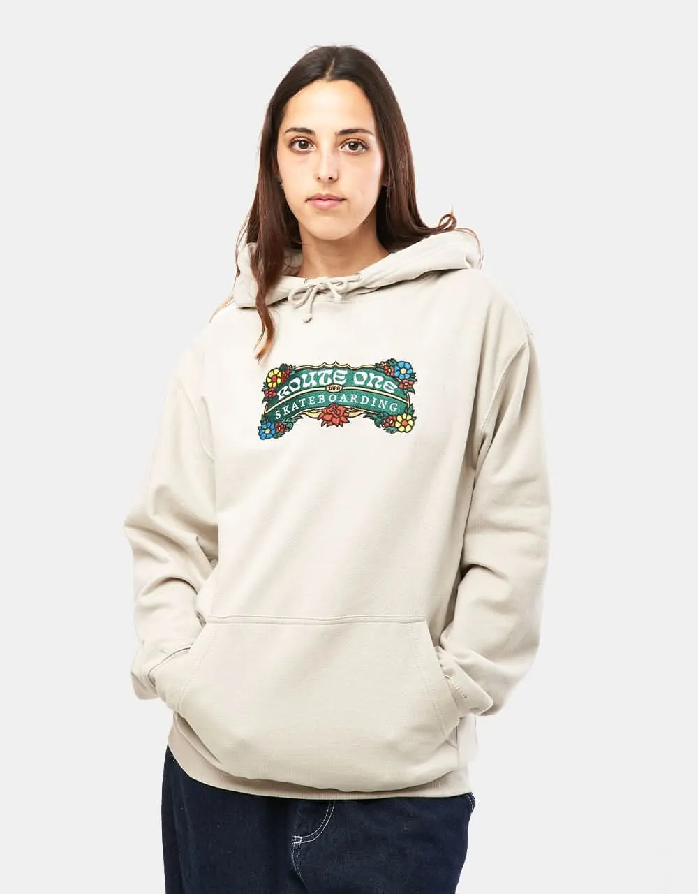 Route One Florals Pullover Hoodie - Natural