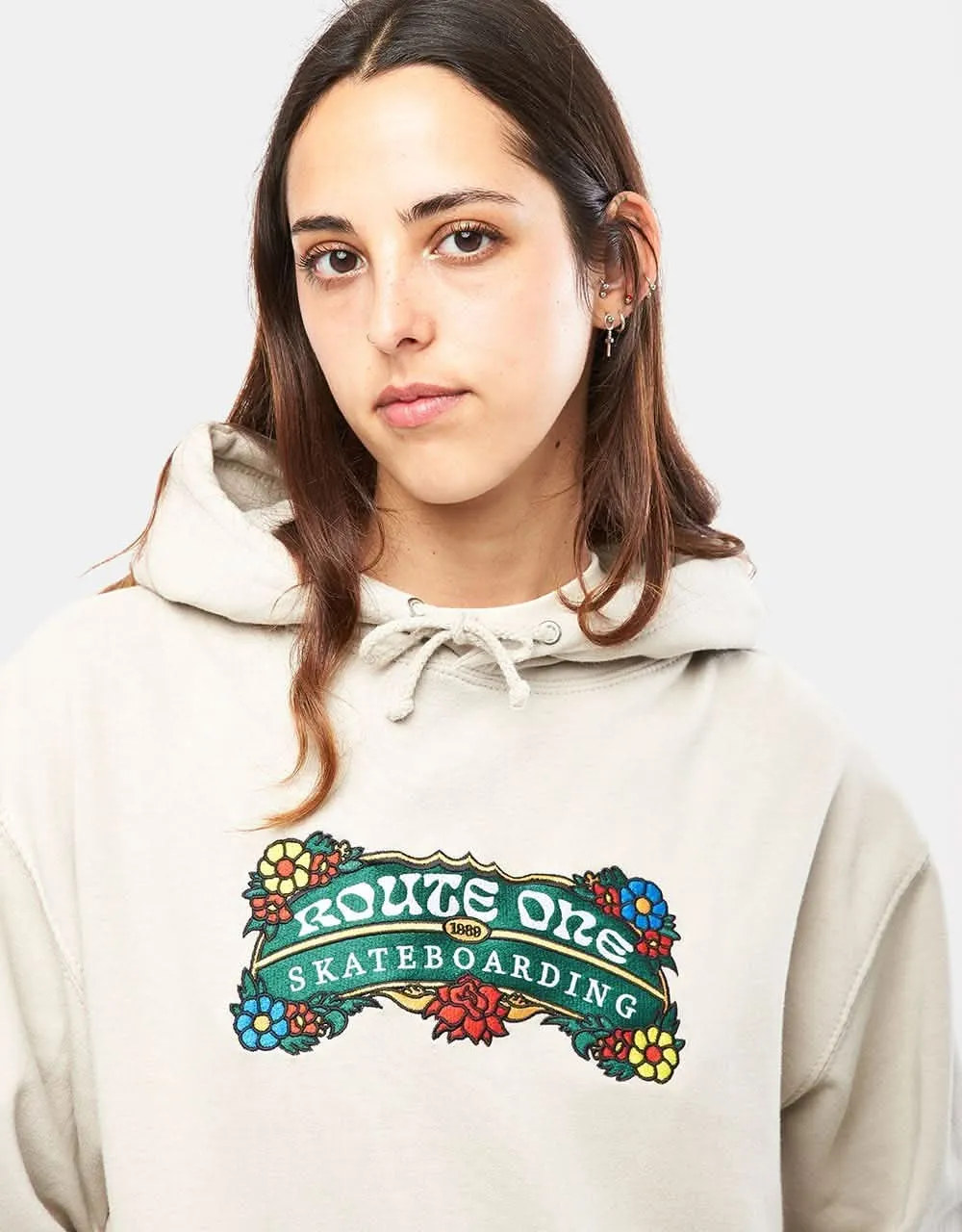 Route One Florals Pullover Hoodie - Natural