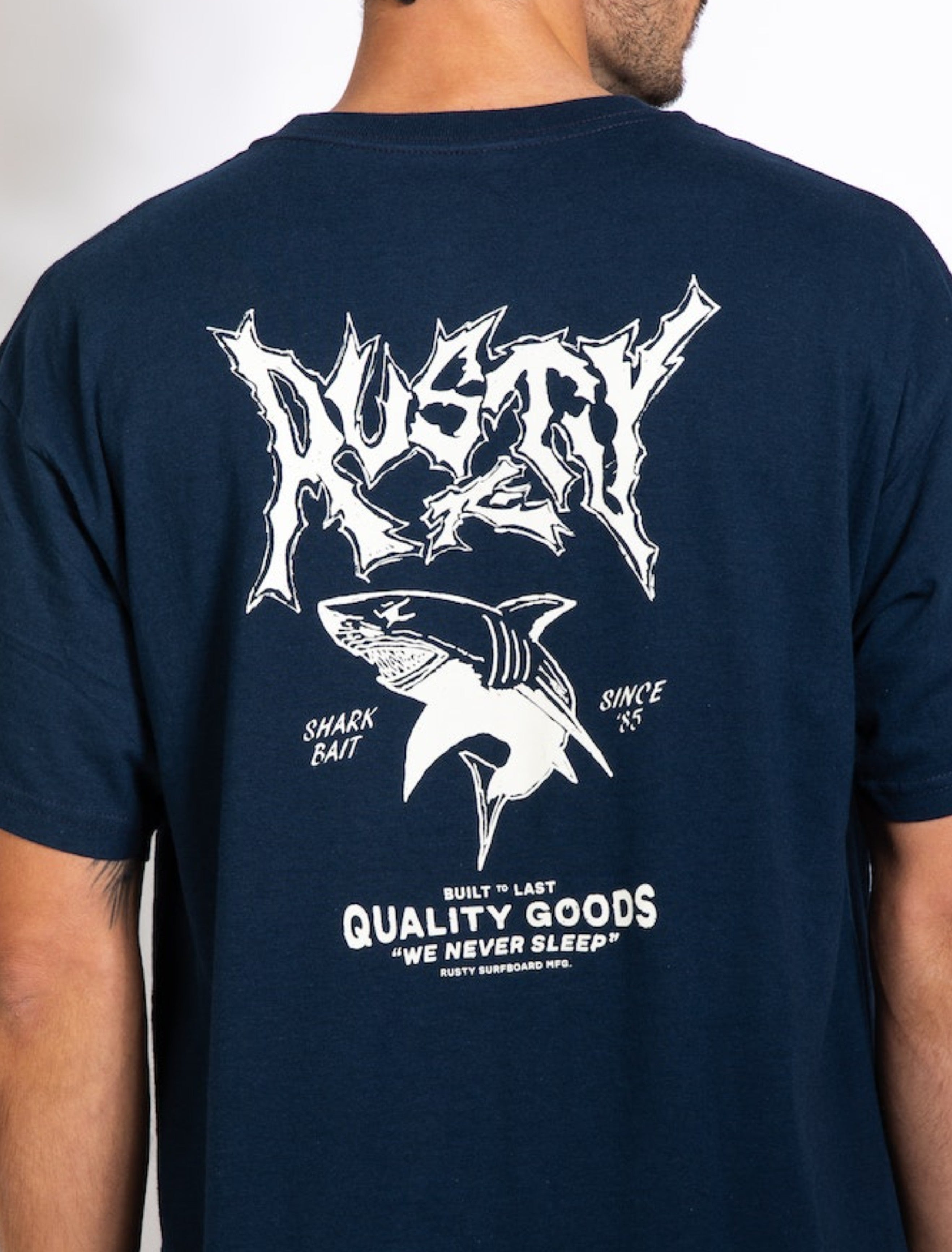 Rusty USA Shark Bait Ss Tee NAVY