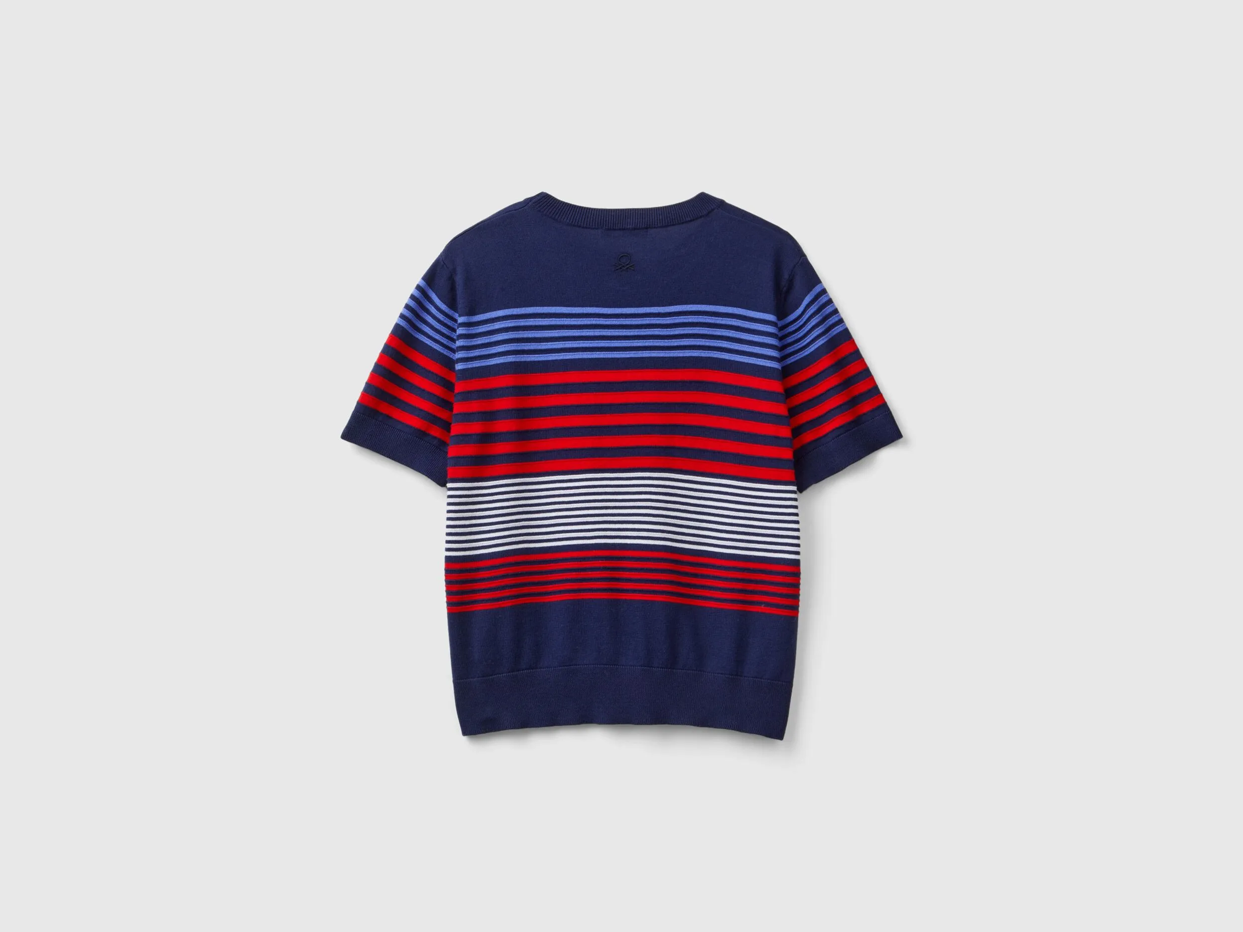 Short sleeve top with stripes - Dark Blue | Benetton