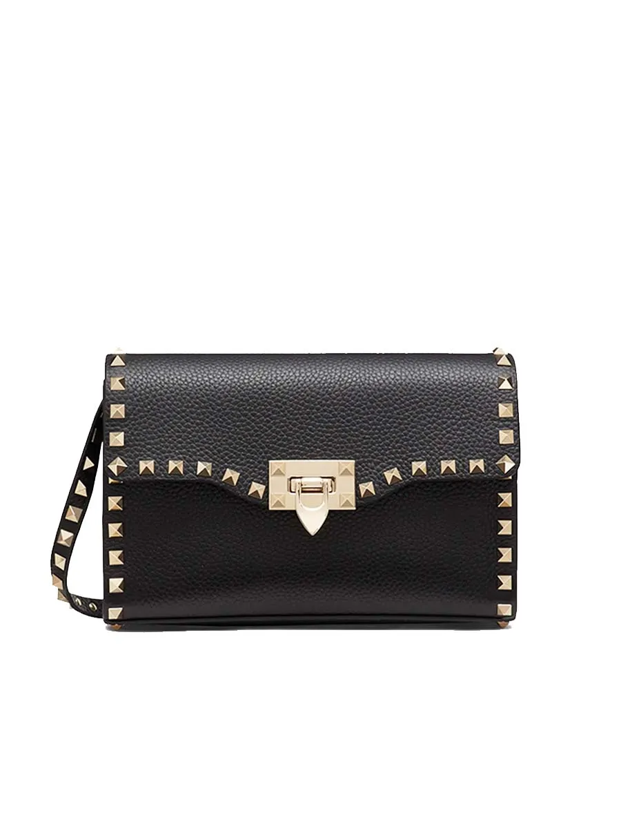 Small Rockstud Grainy Calfskin Crossbody Bag