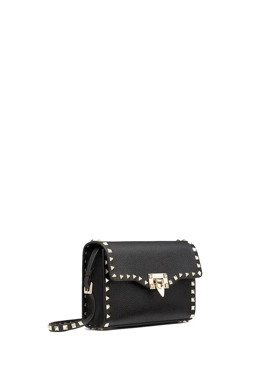 Small Rockstud Grainy Calfskin Crossbody Bag