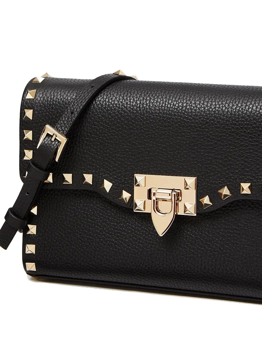 Small Rockstud Grainy Calfskin Crossbody Bag