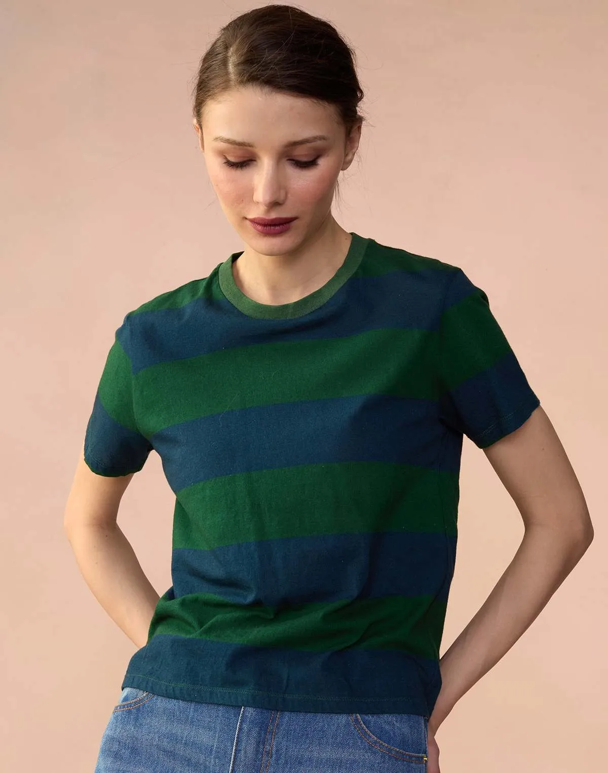 Striped Tee - Green/Navy