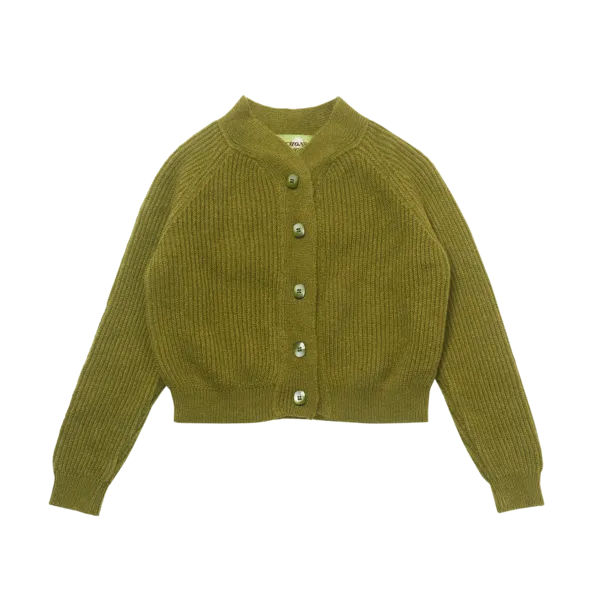 Sweater MOHAIR FISHERMAN CARDIGAN - KHAKI