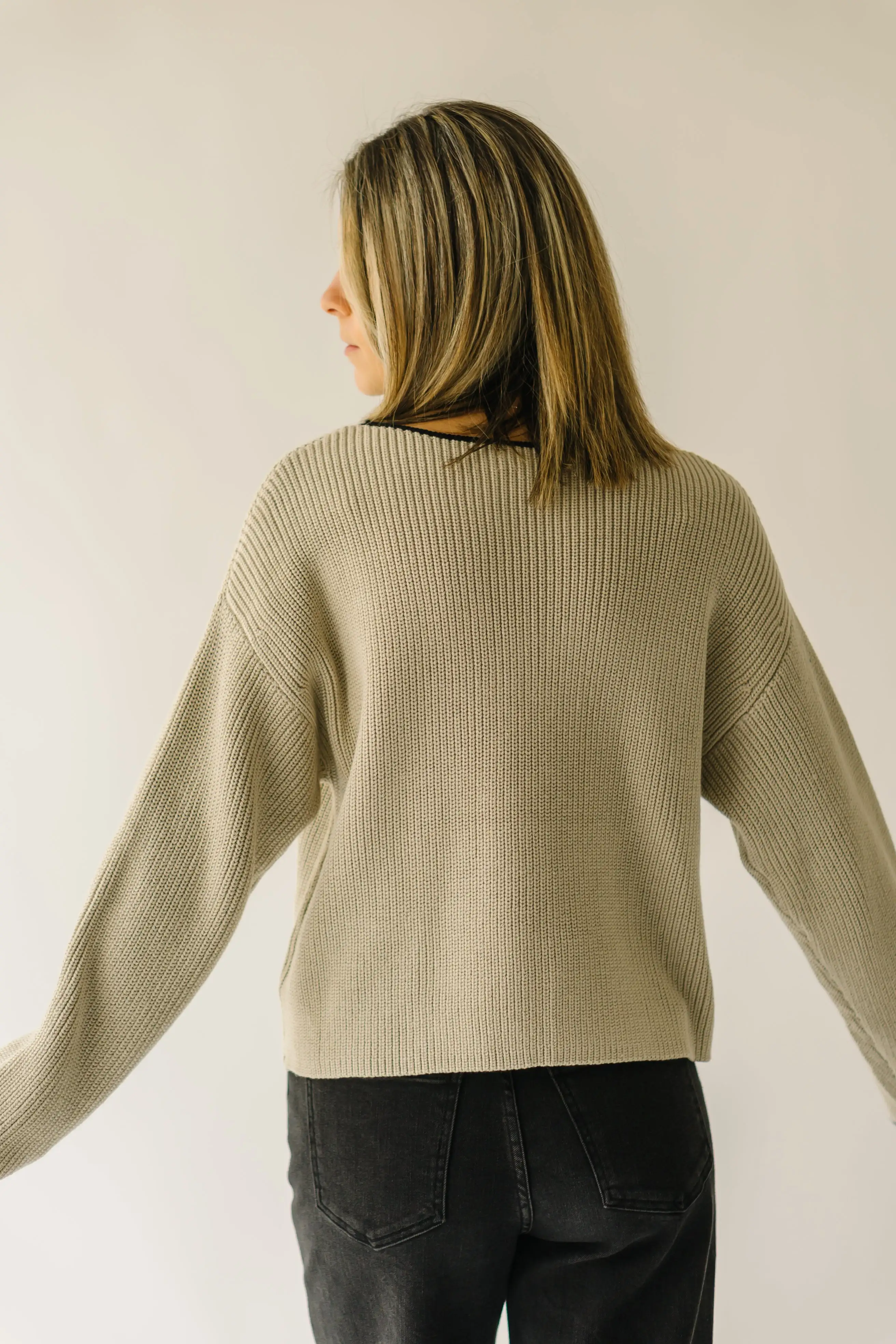 The Ashlyn Pocket Detail Sweater in Beige