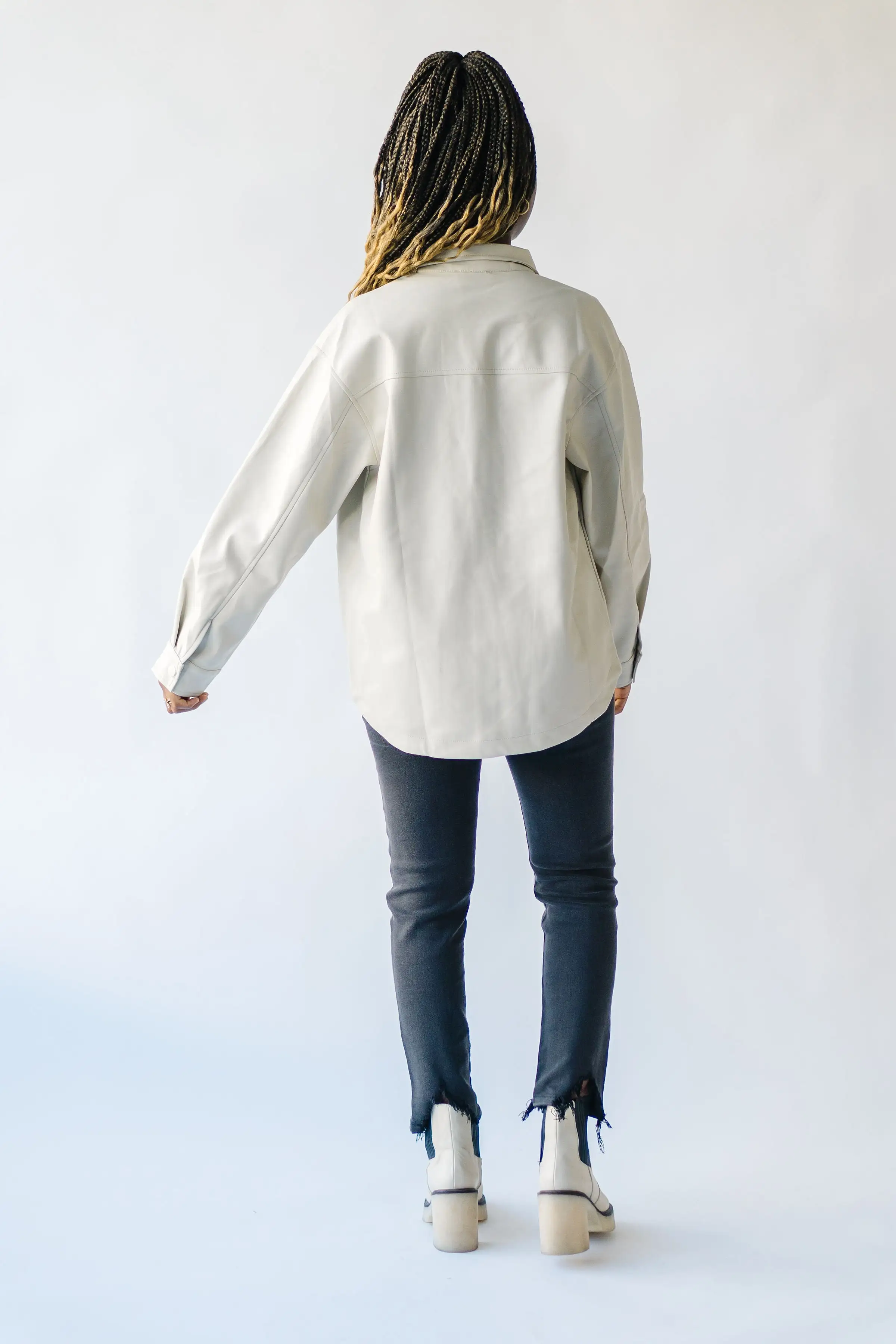 The Brandy Pocket Detail Shacket in Cream