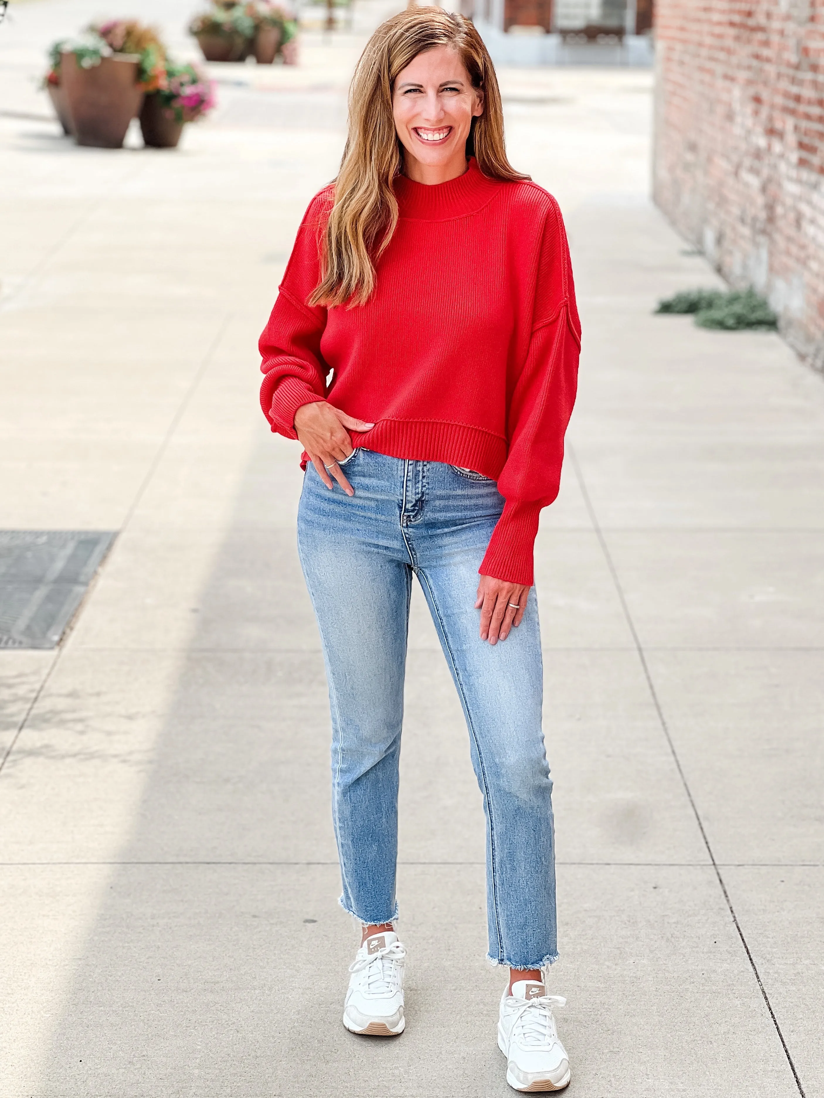 The Cropped Frankie Sweater |Red|