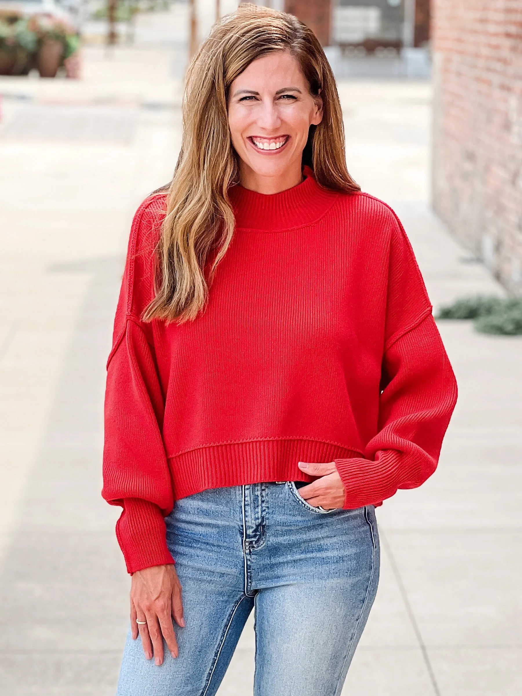 The Cropped Frankie Sweater |Red|