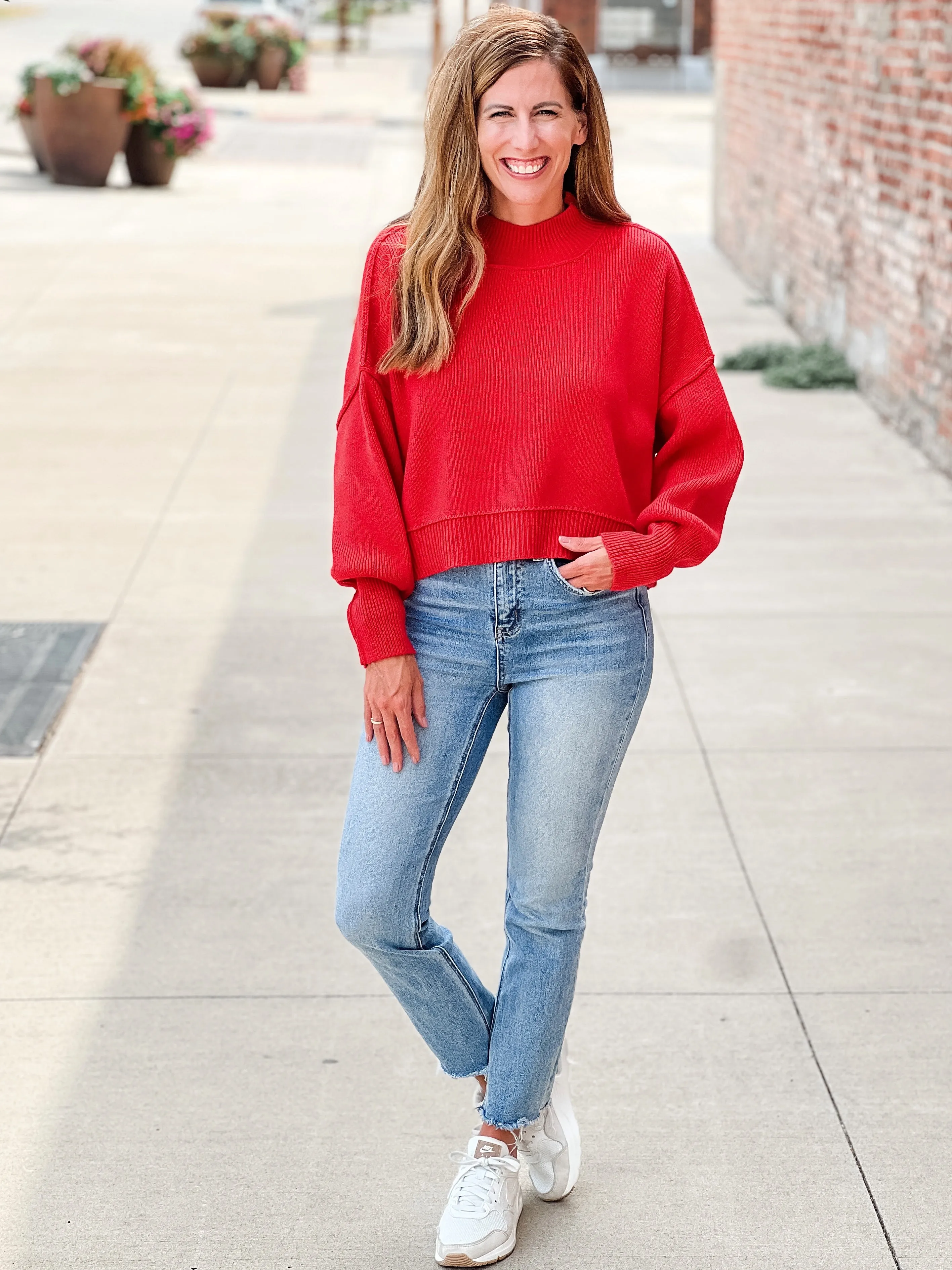 The Cropped Frankie Sweater |Red|