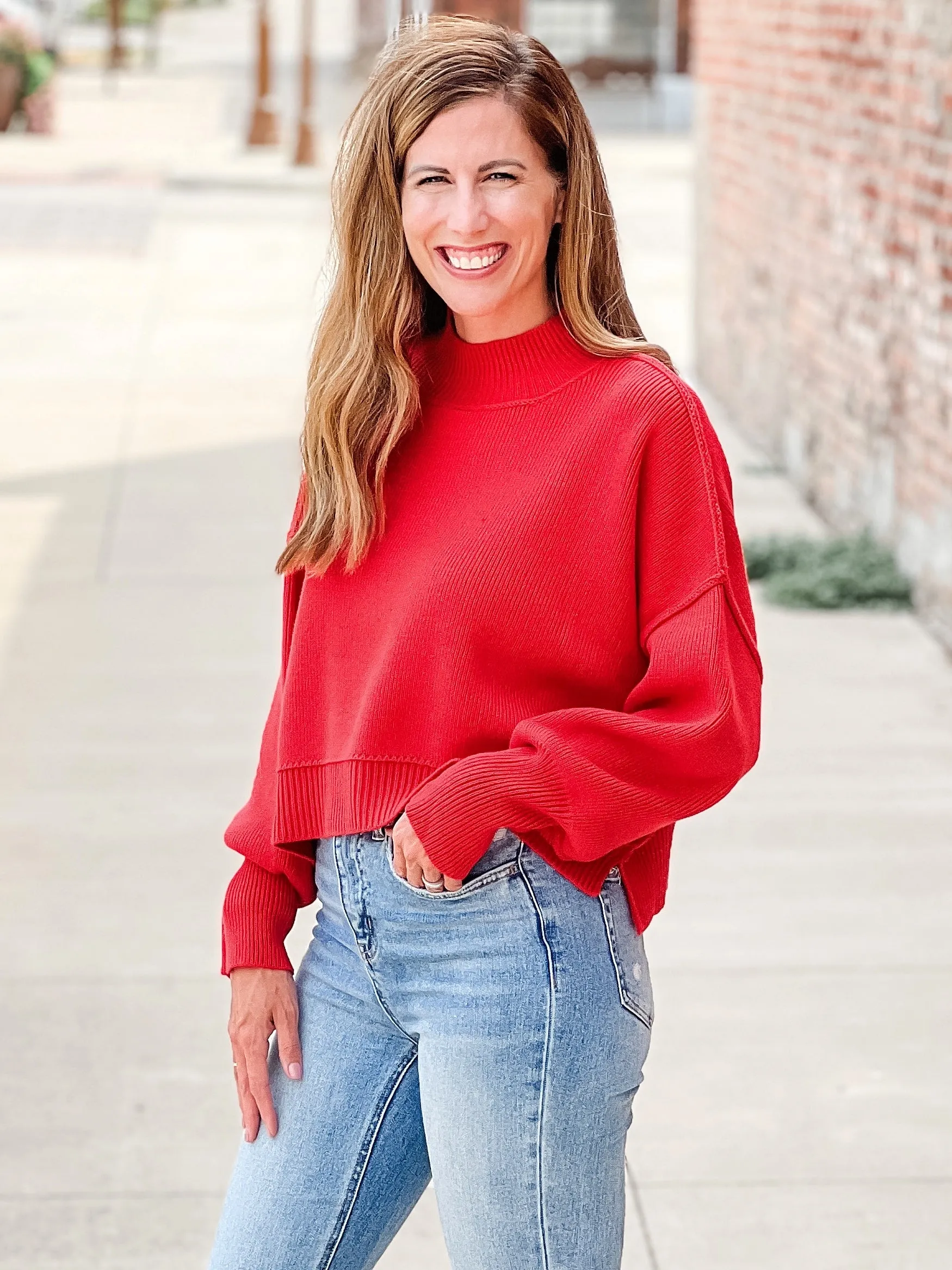 The Cropped Frankie Sweater |Red|