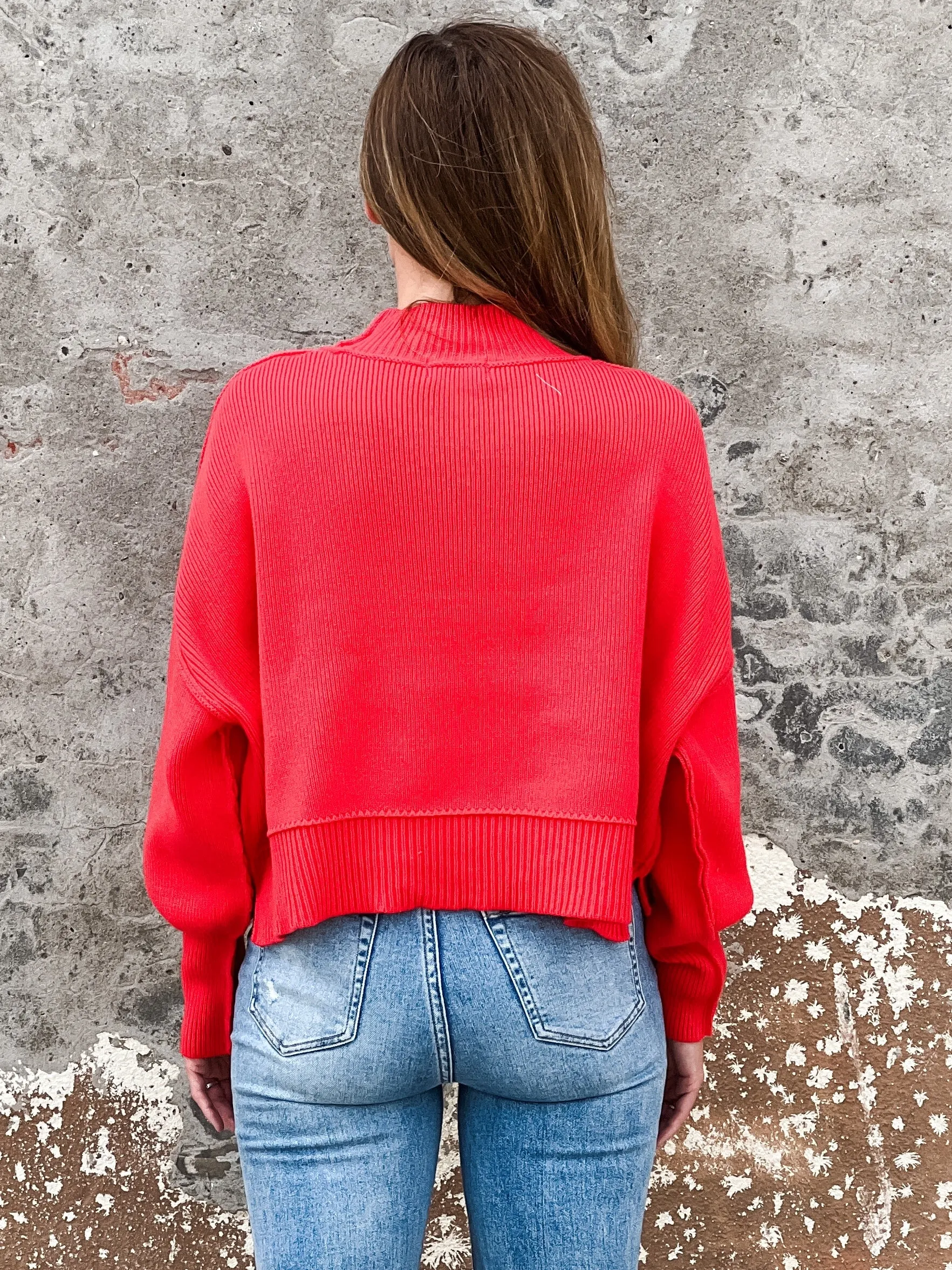 The Cropped Frankie Sweater |Red|