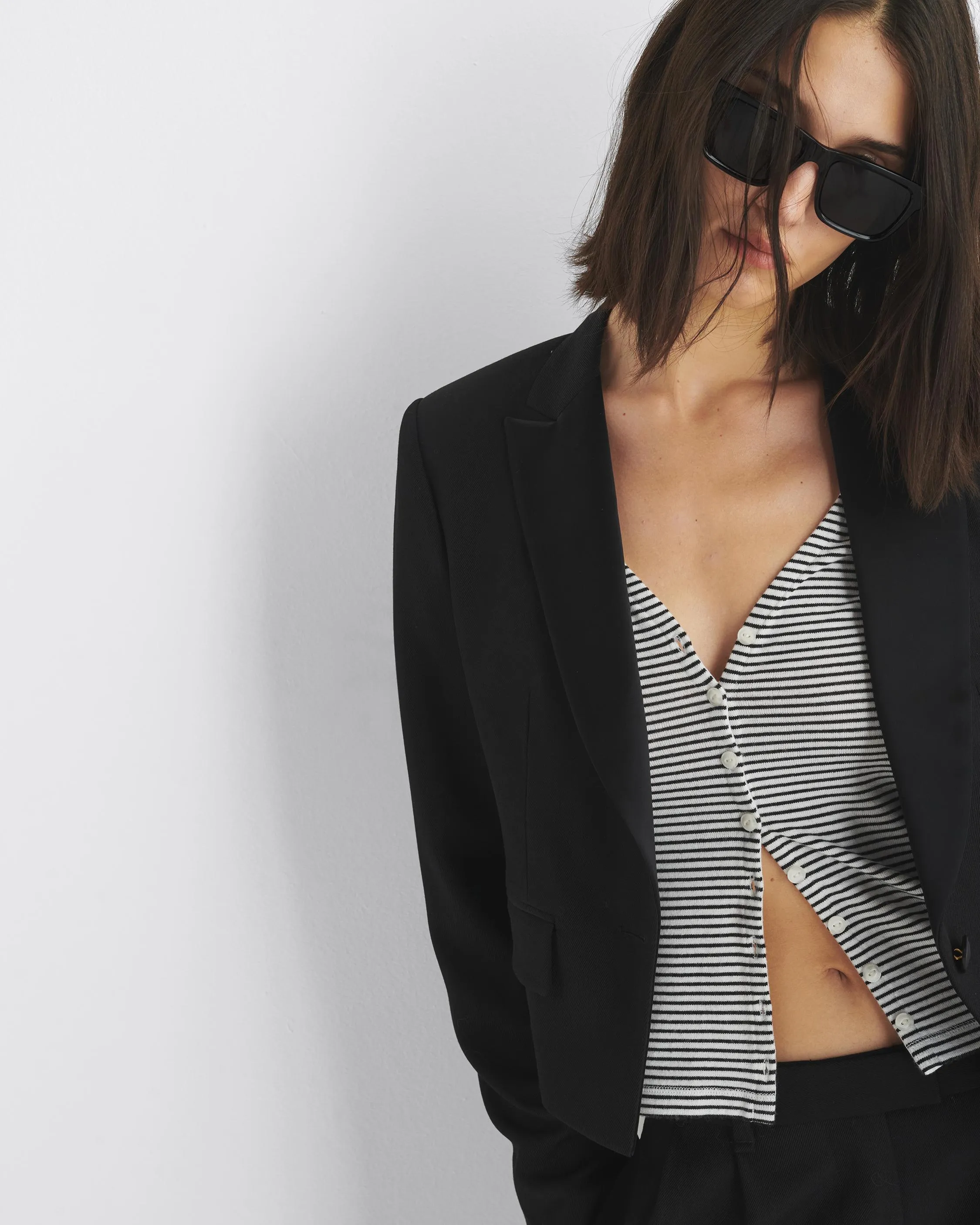 The Knit Striped Vee Cardigan