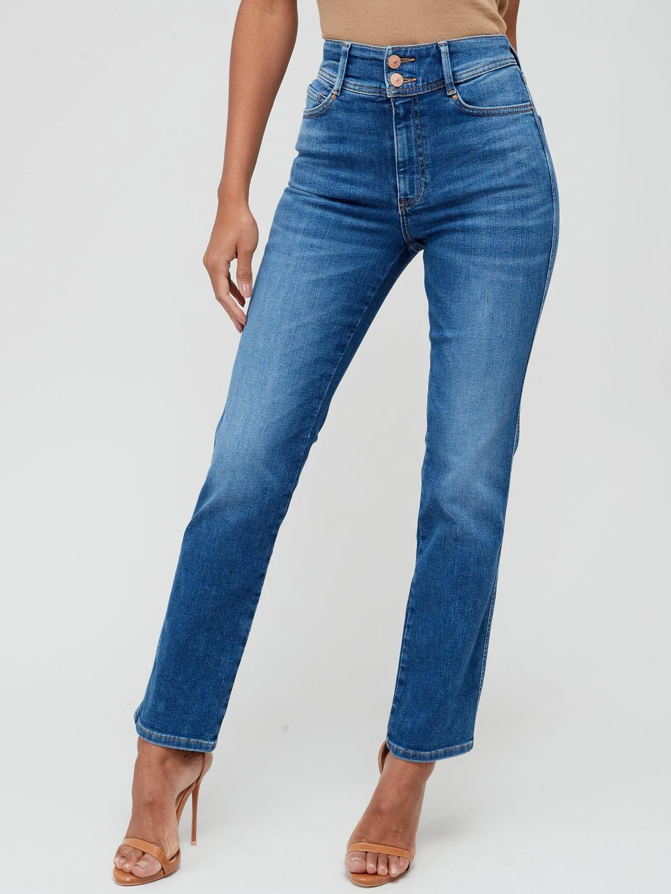 V by Very Sculpt Straight Fit Jean With Stretch - Mid Wash