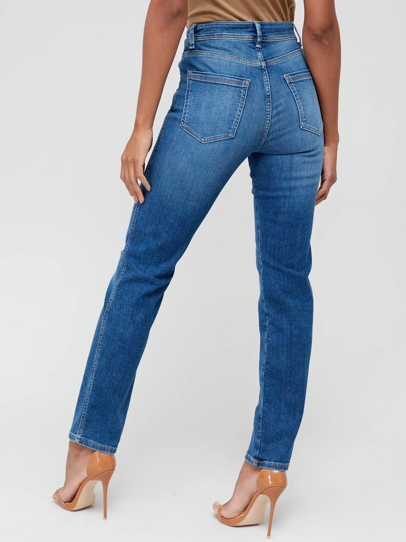 V by Very Sculpt Straight Fit Jean With Stretch - Mid Wash