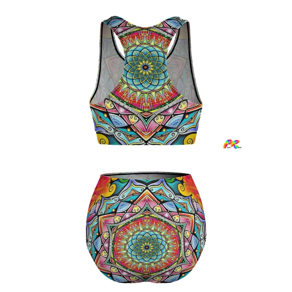 Vibrant Mandala Two Piece High Waist Bikini