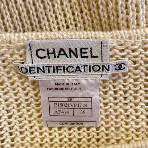 Vintage 00C Chanel Identification beige 2 piece sweater twinset FR 36 US 4