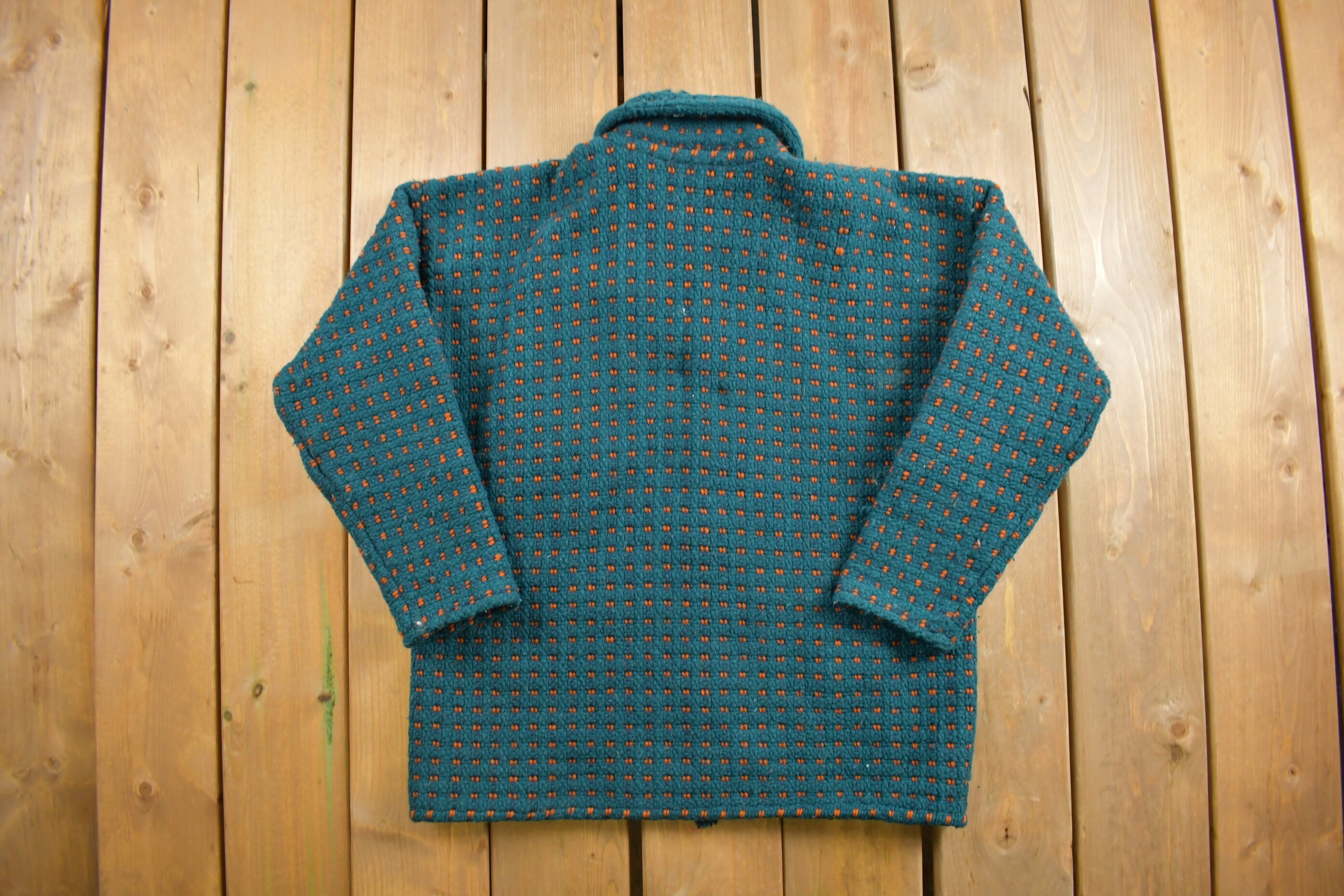 Vintage 1960s Collared Hand Knit Cardigan Sweater / 60s / Hand Knit / Vintage Cardigan / Button Up / True Vintage / Made in Ecua