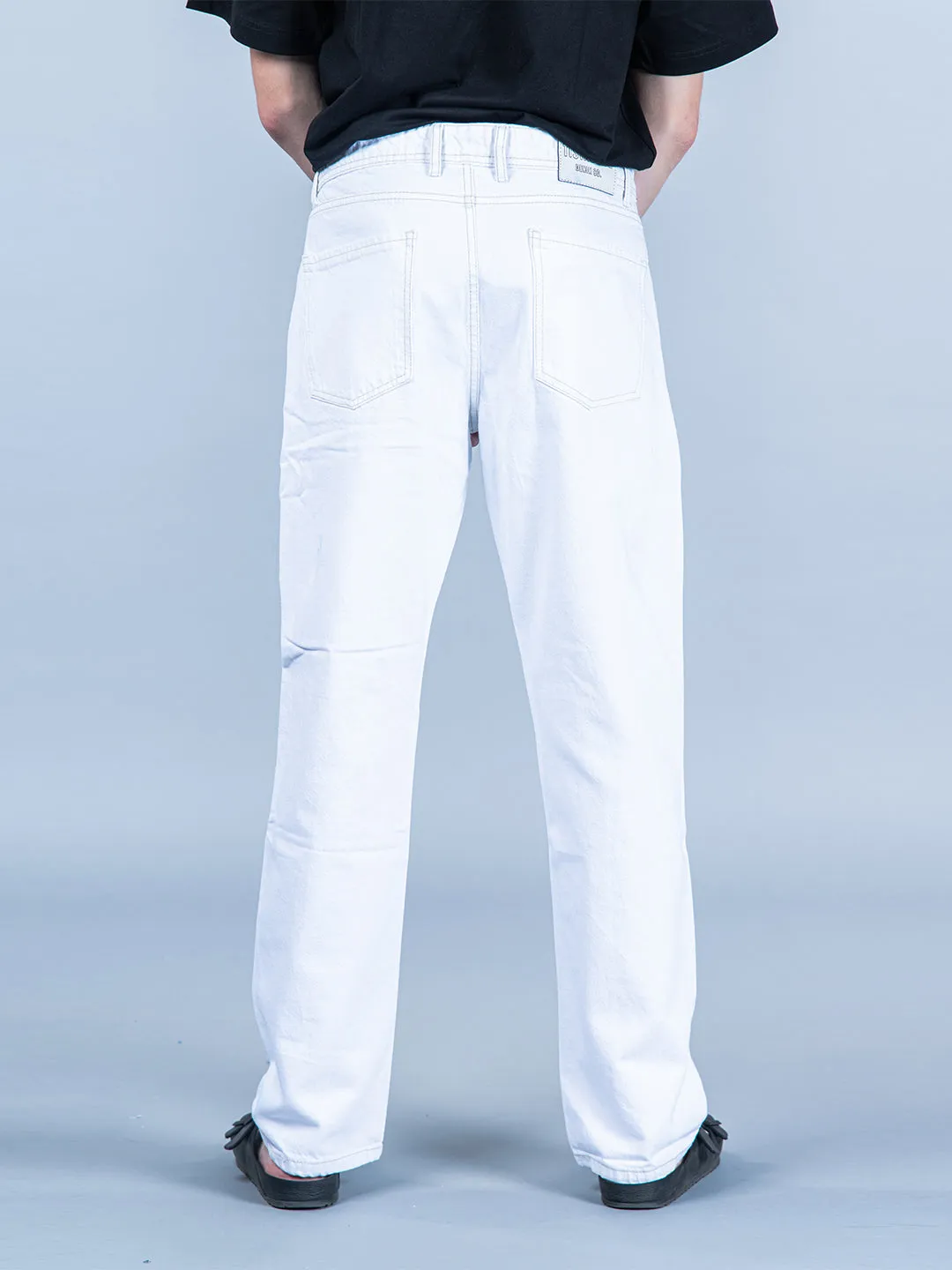 White Knee Cut Mens Jeans