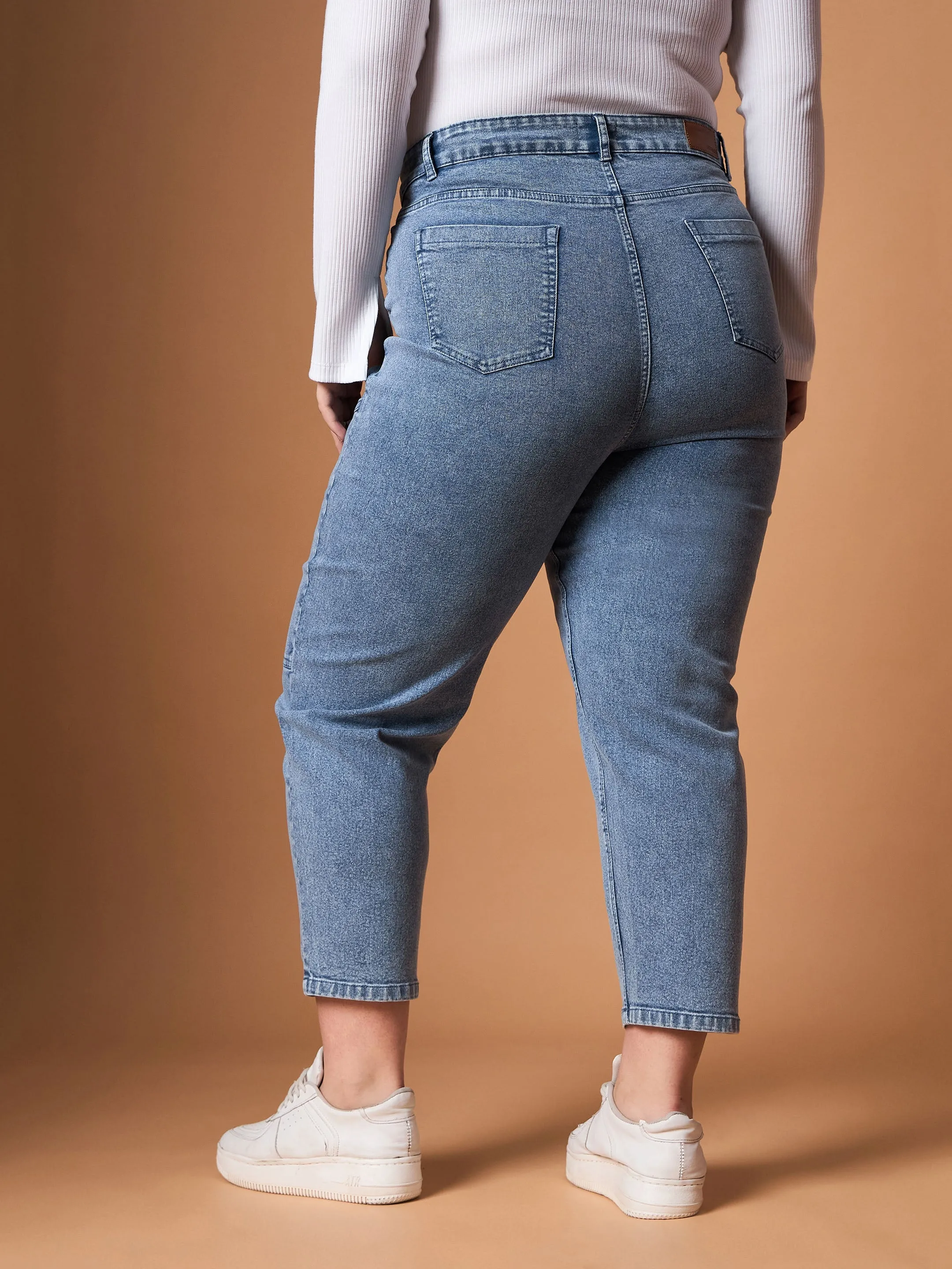 Women Ice Blue Denim Balloon Fit Jeans