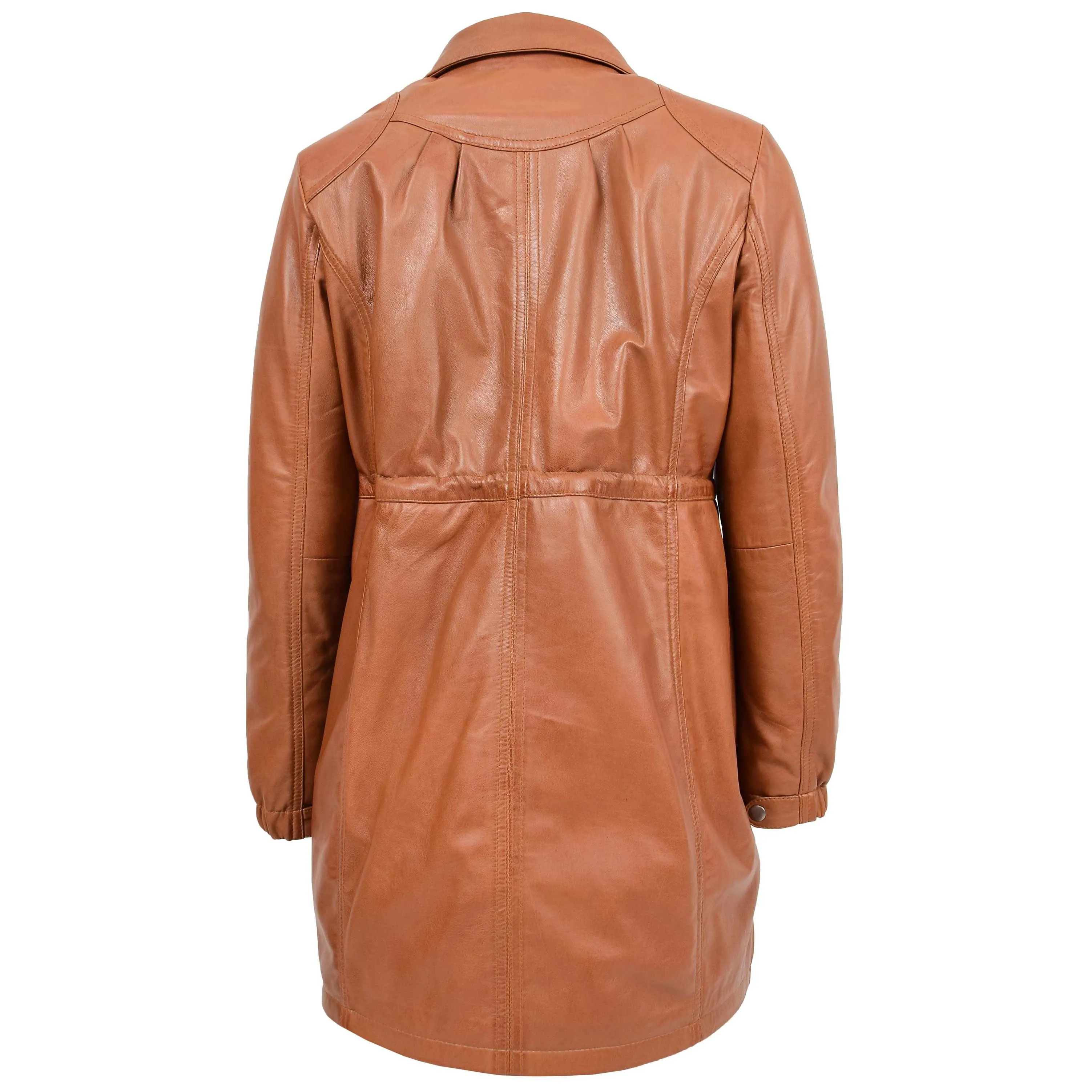 Womens 3/4 Length Leather Duffle Coat Kyra Tan