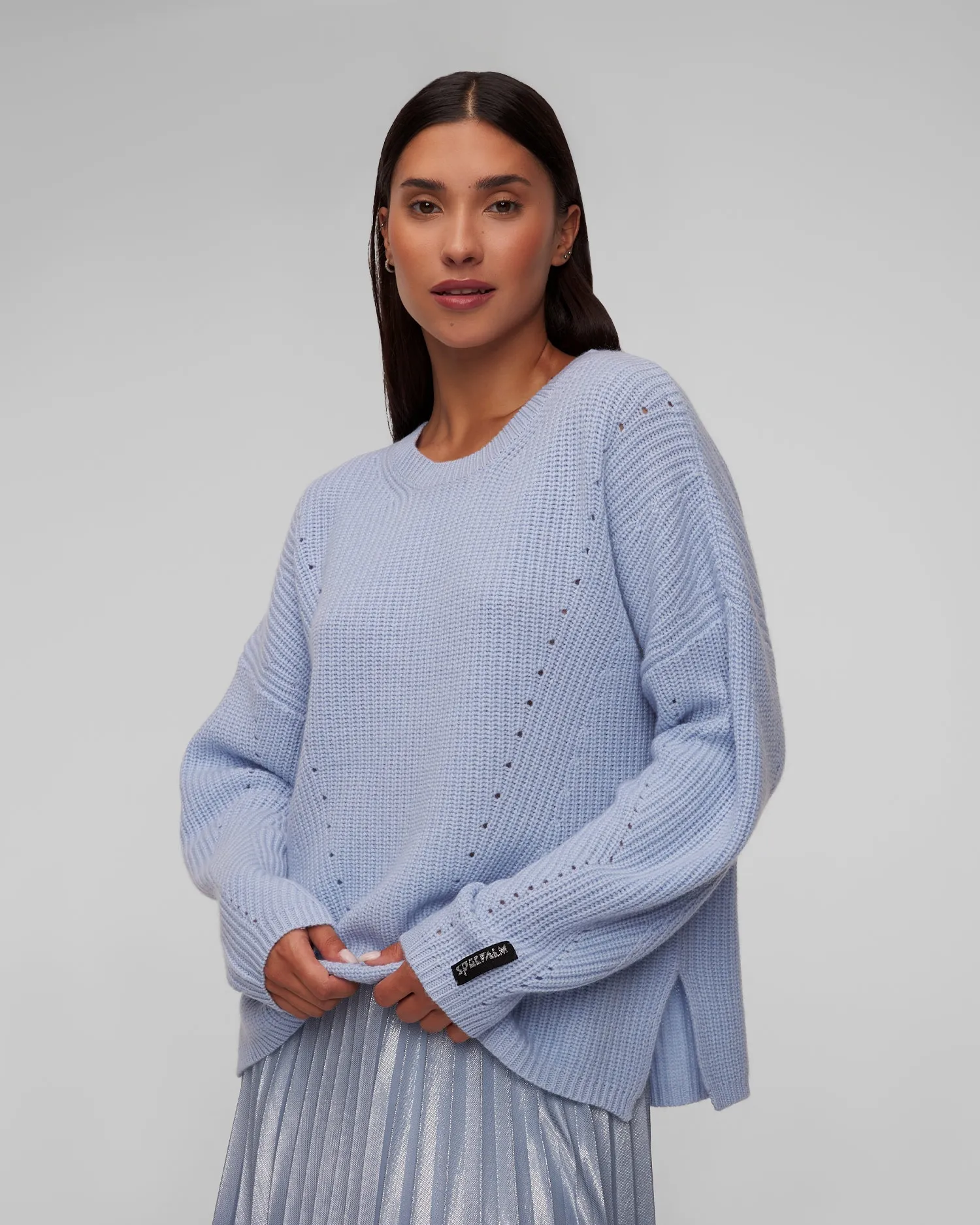 Women’s blue woolen sweater with cashmere Sportalm 1814512680-soft-sky